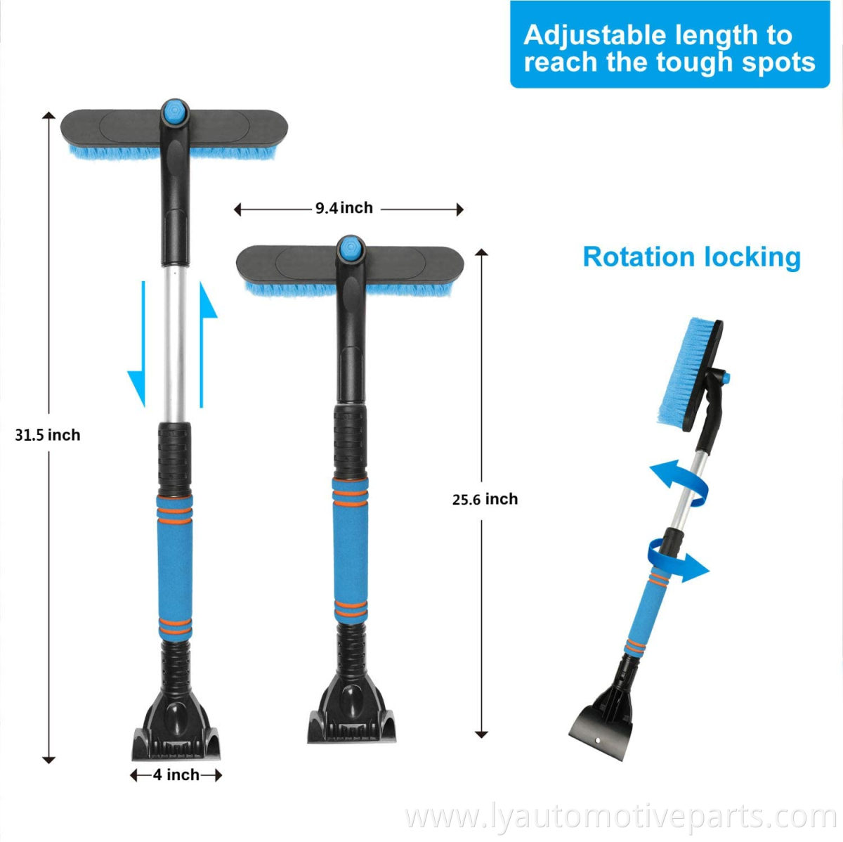 Car Snow Brush with Ice Scraper and Foam Grip Detachable Snow Mover Snow Brush Removal Extendable for Car Auto SUV Truck